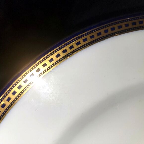 Antique Royal Doulton England Cobalt Blue Gold Rim Plate 10.5 MINT! Art Deco - Picture 2 of 13